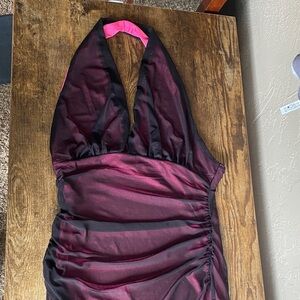 SHEIN Black and Pink Backless Dress